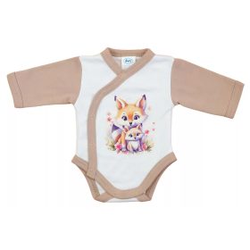   Elöl patentos hosszú ujjú baba body Erdő állatai mintával, róka