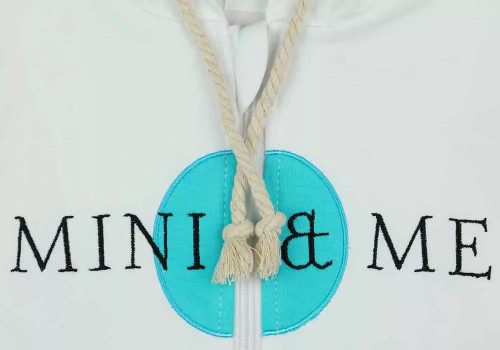 Mini&Me cipzáras, kapucnis lányka pulóver, fehér