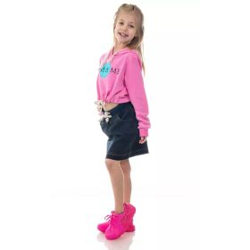Mini&Me kapucnis lányka pulóver, rózsaszín