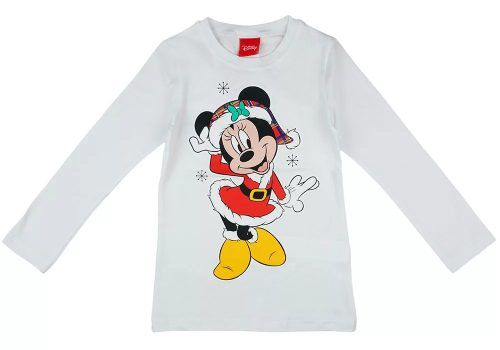 Disney Minnie karácsonyi hosszú ujjú lányka póló, fehér