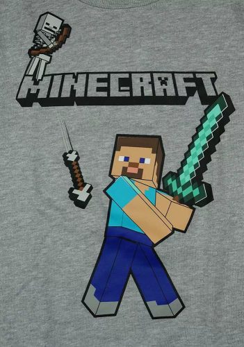 Minecraft gyerek pulóver, szürke