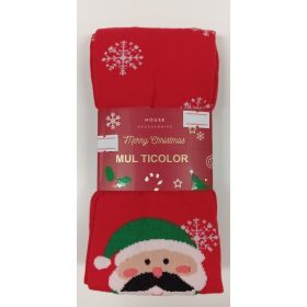 Karácsonyi mintás pamut harisnyanadrág Zöld Télapós