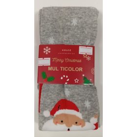   Karácsonyi mintás pamut harisnyanadrág Télapóval, szürke