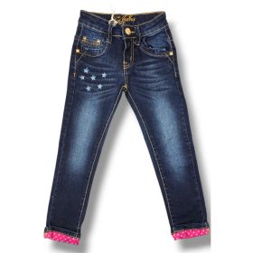 Sztreccs kislány farmernadrág csillag mintával és övvel